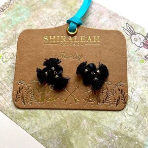 Shiraleah Black Fleur Earrings Floral Tassels